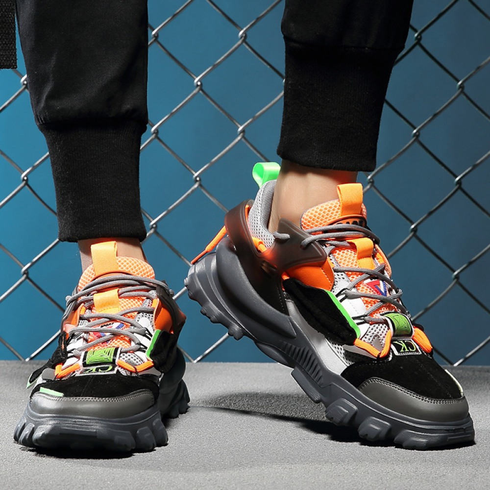 Summer New Men's Breathable Mesh Sports Thick-Soled Casual Running Single Shoes